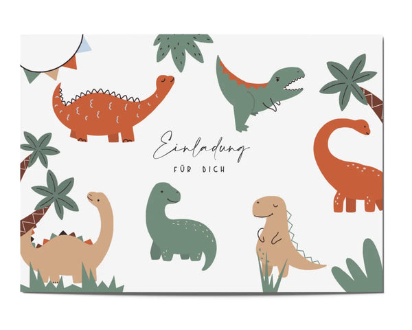 5er Set Einladungskarte Kindergeburtstag "Dinos" - raschekraenzedevelopment