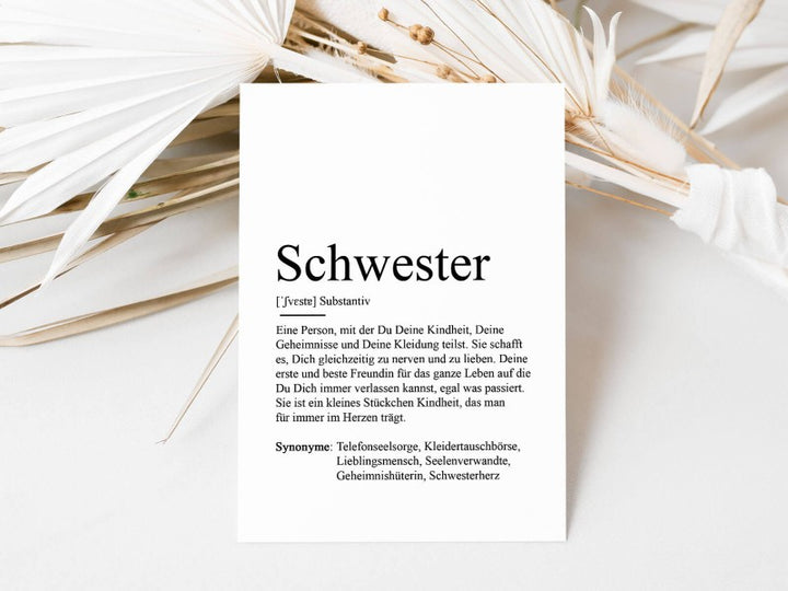 Definitionskarte "Schwester" - RascheKraenze