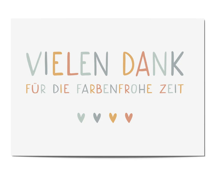 Dankeskarte "Vielen Dank für die farbenfrohe Zeit" - raschekraenzedevelopment
