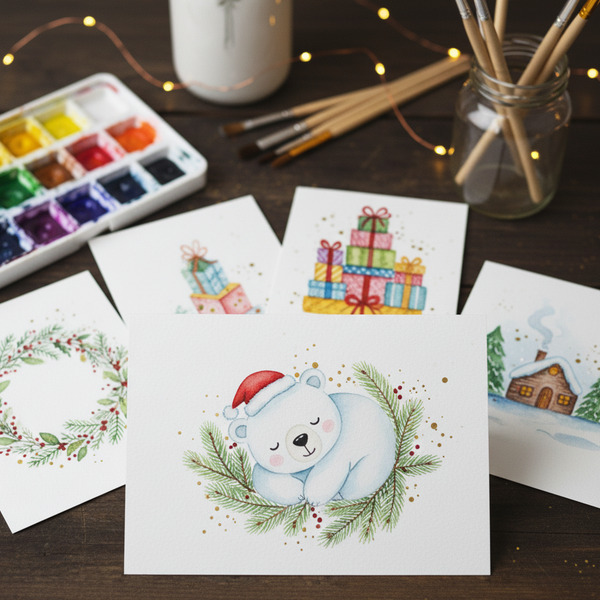 Aquarell-Weihnachtskarten-Workshop