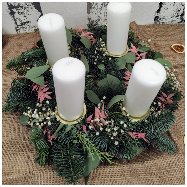 Adventskranz Edeltanne & Eukalyptus - Rosa
