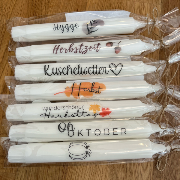 Stabkerze - Herbst Sprüche - RascheKraenze