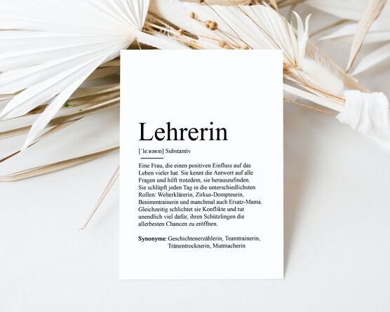 Definitionskarte "Lehrerin" - raschekraenzedevelopment