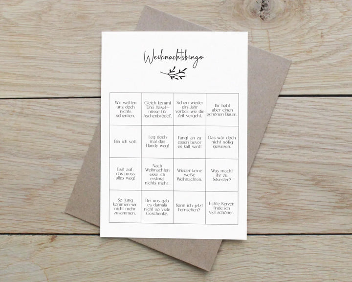 Weihnachtskarte "Weihnachtsbingo" - raschekraenzedevelopment