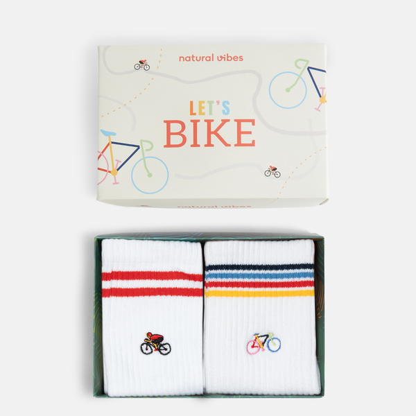 Bio-Socken Geschenkset Fahrrad - 2er Pack Tennissocken