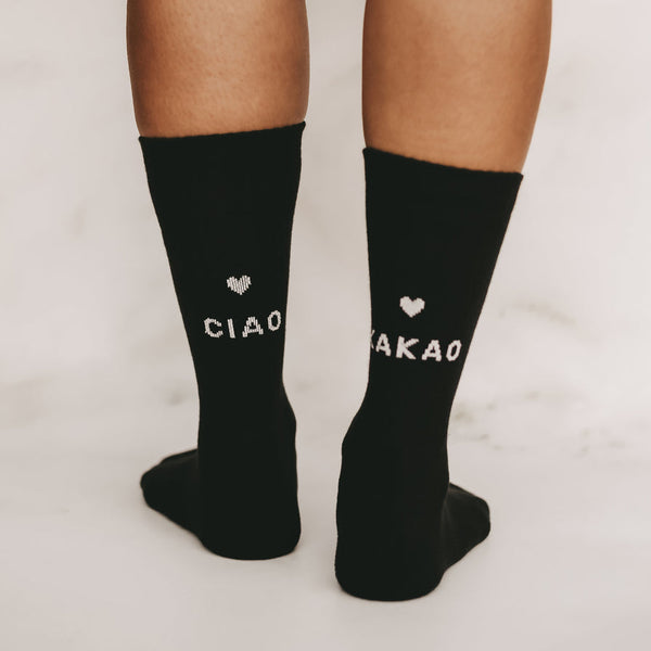 Socken "Ciao Kakao" schwarz - raschekraenzedevelopment